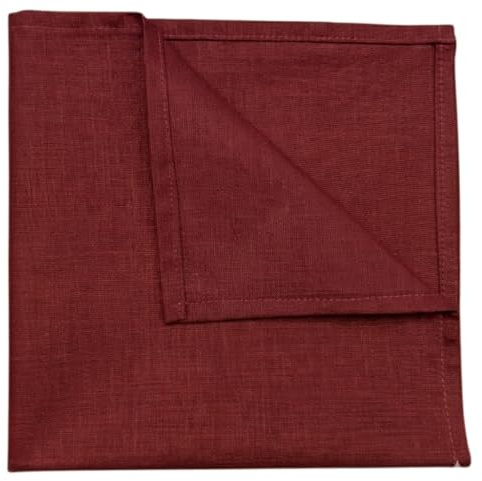 Hell Blues Solid Linen Pocket Square - 12.5 inch Handkerchief for Men's Suits & Tuxedos - Weddings, Formal Events (Wine Red 05)