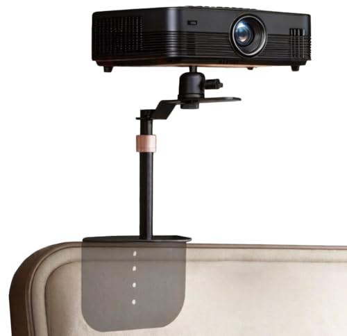 Outsovel Support de vidéoprojecteur de lit, canapé, hauteur réglable de 23 à 37 cm, sans perçage, support de table rotatif à 360°, base en métal stable, montage facile, universel pour table de chevet