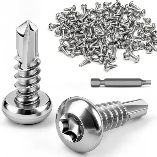 120 Pièces Torx Vis Autoforeuse Metal, M4,2x13mm, Vis à Bois en Inox, Vis à Tôle Autotaraudeses et Autoperceuse Autoperforante, Inox 410, Pour Meubles Métal Doux Plastique, Avec 1 TX20