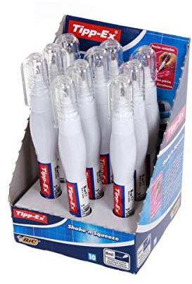 Tipp-Ex Shake n Squeeze Correction Pens, White Correction Fluid, 8 ml, Pack of 10