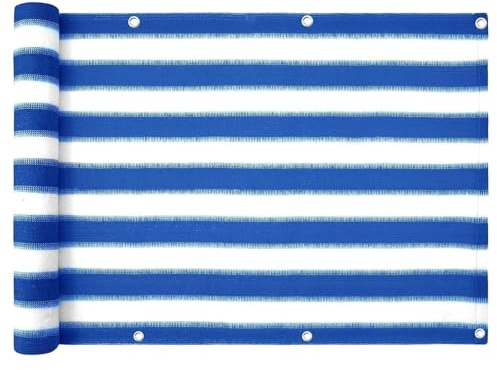 Couverture de Protection Brise-Vue - CASA Pura - Résistant aux UV - Toilde de Protection HDPE pour Balcon - Résistante aux intempéries et Simple d'entretien - Bleu/Blanc - 90 x 500 cm