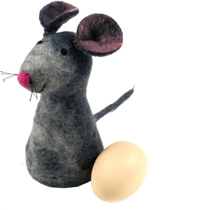 Filz Eierwärmer, handgemachte Filzdekoration, Tier, Maus | 100 % Wolle, niedliche Tischdekoration, wasser- und schmutzabweisend, handgefilzt, ideal für Kinder