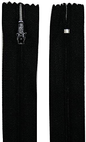 50 Cerniere lampo, 22 cm lungo, 24 mm largo, spirale, Colore: nero