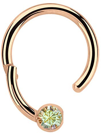 Modern Nature Piercing-Schmuck Lippenpiercing 316l Stahl Ring BCR Rosegold, Clicker 1,2 mm mit 3 mm Steinplatte