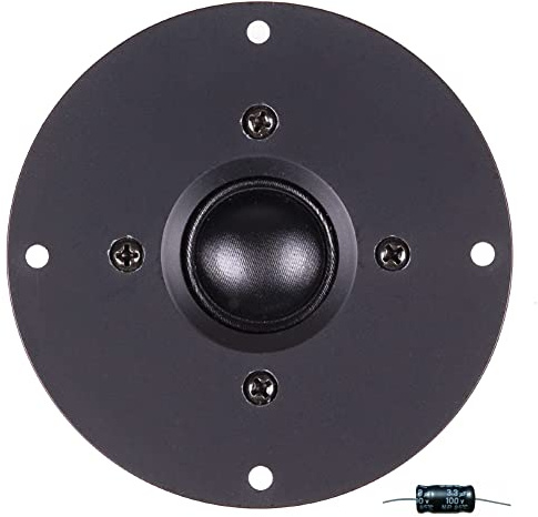 MASTER AUDIO 1 RSQ802 Kalottenhochtöner schwarz 100 Watt rms 200 Watt max 10 cm 100 mm 4 Impedanz 8 Ohm 25 mm Spule Ultra Slim für Homeparty, 1 Stück + gratis Kondensator