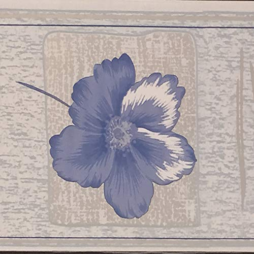 Dundee Deco BD2070 Frise de Papier Peint, Frise Murale, Bordure de papier peint à motif floral rétro Motif fleurs mauve Marron clair 10 m x 10 cm Autoadhésif Autocollant