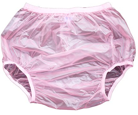 Haian Adult Incontinence Pull-on Plastic Pants PVC Pants 3 Pack (3X-Large, Transparent Pink)