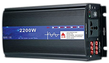 Inversor de energía de Onda sinusoidal Pura 2200W 3000W 4000W 5000W DC 12V / 24V / 48V a 220V AC Convertidor de Coche con Enchufe Universal, para Exterior/hogar/camión de caravanas (2200