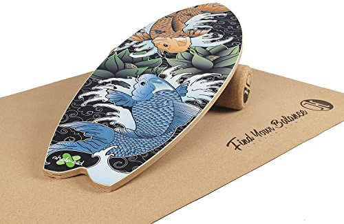 JUCKER HAWAII Balance Board Skate-AID - Indoor Surf und Trick Balanceboard für Kinder Erwachsene & Profis - Balance Board Set mit Korkrolle und Korkmatte