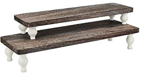 Ikee Design 2-teiliges Set aus Holz, Cupcake-Dessert-Erhöhung, Arbeitsplatte, Dessert-Servierständer, Pflanzentopf-Ständer für Gartendekoration, Kaffeefarbe