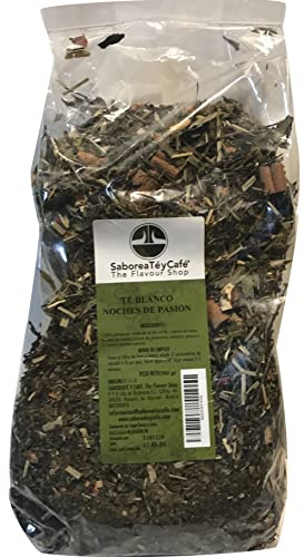 SABOREATE Y CAFE THE FLAVOUR SHOP Pai Mu Tan Tè bianco Notti di Passione alla Rinfusa in Foglia di Hebra Infusione Naturale Dimagrante 500 gr