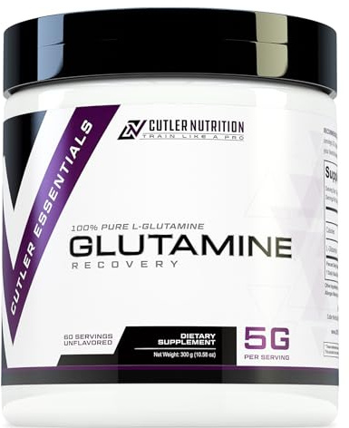 Cutler Essentials 100% Pure L-Glutamine for Enhanced Recovery, Lean Muscle Support and Improved Protein Synthesis | Unflavored, 60 Servings