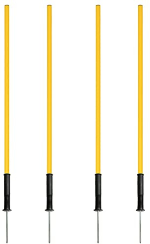 SPORTIKEL24 Slalomset 100 cm – set om 4 gula med okrossbar lutningsfot av plast – flexibelt Parcours-system för smidighet, koordinationsträning och fotbollsträning