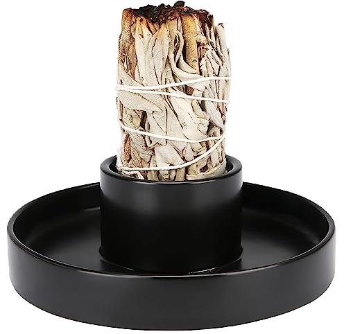 Soporte para salvia – Diámetro del agujero del soporte de 1.6 pulgadas – Soporte de incienso de cerámica, cuenco para manchas, soporte de salvia para quemar, cuenco de soporte de salvia, soporte de