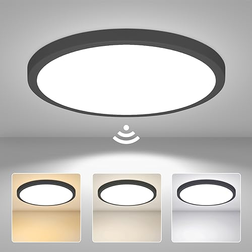 Yafido 28W 3 Tonalità Luce Plafoniera LED Soffitto Crepuscolare con Sensore di Movimento, Radar IP56 Lampada con Sensore di Movimento Interno, Motion Sensor Ceiling Light Indoor per Corridoio Scale