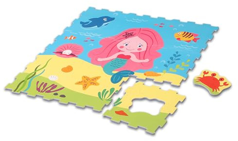 Sport1 One The Sport Maker Sport1 Alfombra niños Madmat Sirena Rompecabezas, Color fantasía Fondo Marino, Set 9 pz 30x30x1cm (Mandelli SRL 705000076)