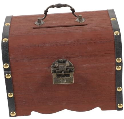 VICASKY Holz Schatzkiste mit Schloss für Aufbewahrung Piratenschatzkiste aus Robustem Holz Dekorative Holzkiste für Schmuck Dokumente und Bücher