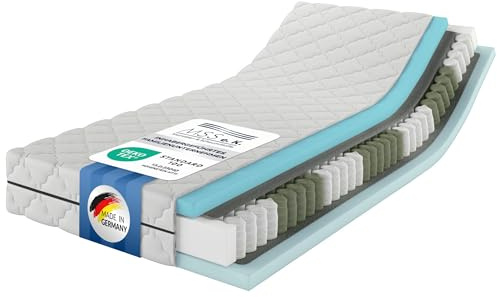 MSS e.K. MedicSpring 2 en 1 à Ressorts ensachés 100x200 | 2 degrés de fermeté en Un Seul Matelas H4 / H5 Matelas à Ressorts | Ergonomiquement conçu et fabriqué en Allemagne 7 Zones Certifié Oeko-TEX