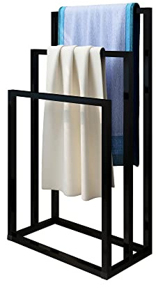 MOFLUT Freistehender Handtuchhalter mit 3 Handtuchständerstangen Handtuchhalter für Badezimmer Bad & Handtücher Schwarz