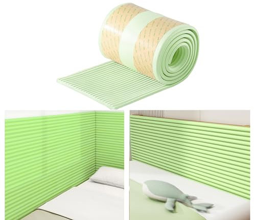 3D Wandpaneele Gepolstert, Wandkissen Selbstklebend für Schlafzimmer, 1cm Dick Anti-Kollision Wandverkleidung Wandpolster Kopfteil für Bettkopfteil Oder Aufprallschutz ( Color : Green , Size : 20 cm x