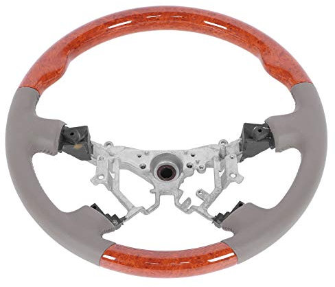 Gray Leather Wood Grain 15.6in Upgrade Steering Wheel Landcruiser Sequoia Car Modified Accessory