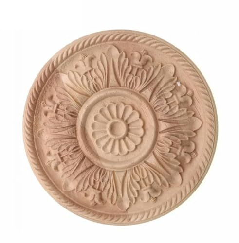 XBHGSY Holz Ornament Runde Echtholz Applikation Blumenschrank Dekoration Wohndeko Einrichtung Geschnitzte Holztabletten D