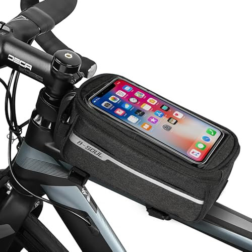 Borsa Bici Telaio Impermeabile, Borsa da Manubrio per Bici Impermeabile, Borsa Telaio da Bicicletta, Borsa Bici Telaio Sgancio Rapido, Touchscreen, Bici Telaio Impermeabile, per Smartphone Fino 7''