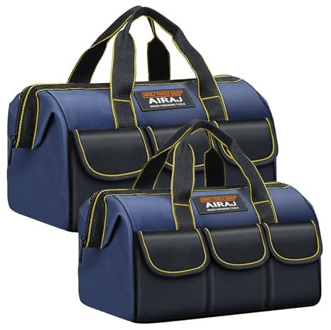 AIRAJ 2 Pezzi Borse Per Attrezzi, 14“ e 16” Tool Bag Organiser con 5 Tasche, Borsa Multifunzionale Per La Conservazione di Vari Attrezzi, Elettricista Falegname Meccanico