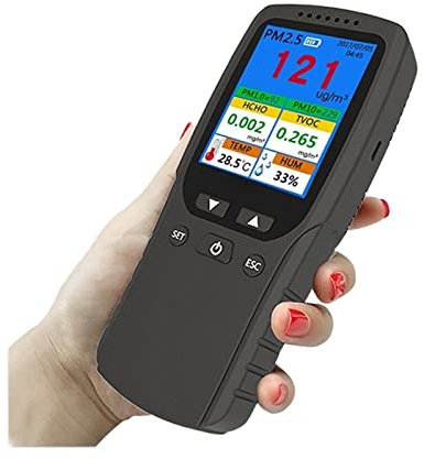 Detector de gas, detector de fugas de gas, Monitor de calidad del aire 8 en 1, Detector de formaldehído, medición profesional, formaldehído PM2.5/TVOC/HCHO, temperatura y humedad para el hogar, RV