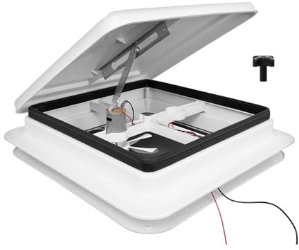 Caravan Roof Vent Fan, RV Air Vent Ventilation with Rain Sensor, Automatic Level Permanent Reversible Fan 12V for RV Motorhome