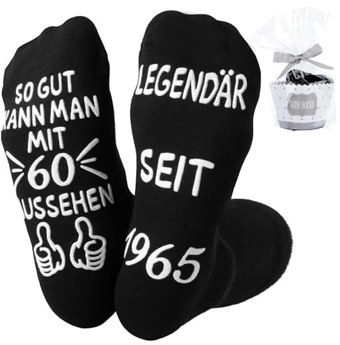 Belillpipi 60 Geburtstag Mann Geschenke für Männer zum 60, 1965 Geburtstag Geschenke, Lustige Socekn Geschenke 60 Geburtstag Mann, 60 Geburtstagsgeschenk für Männer Socken mit Spruch