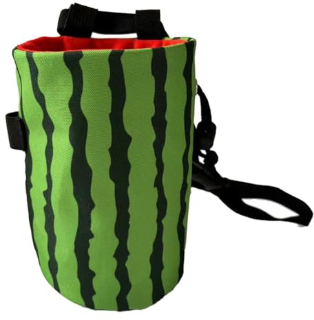 Rockbuddy Chalk Bag for Rock Climbing - Bouldering Chalk Bucket with Quick-Clip Belt, Zipper Pocket and Brush Holder - Watermelon