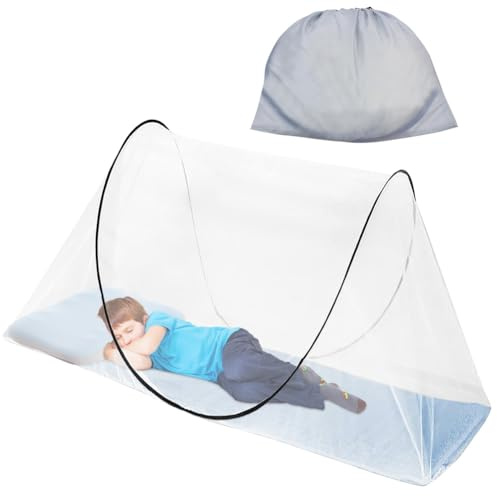 Moskitonetz Pop Up, Faltbares Versenkbares Moskitonetzbett für Einzelbett, 200x100x70cm Reise Moskitonetz, Tragbares Campingzelt zum Wirksam Verhinder Mücken Für Campingunterkünfte Innen Außen