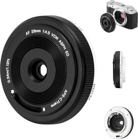 VILTROX AF 28mm f/4,5 XF Pancake Objetivo para Fuji X Montura, Objetivo Gran Angular de fotograma Completo Compatible con cámaras Fujifilm X Montura X-T5 X-H2 X-T50 X-M5 X-T30 II X-Pro3 X-S20 X-E4