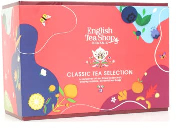 English Tea Shop® Caja de regalo de té e infusiones biológicas con sabores clásicos | 12 filtros de té y tés variados en 6 sabores