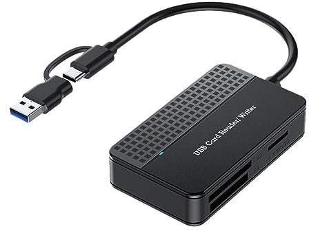 Lector de tarjetas 4 en 1 USB 3.0/USB-C, SD, TF, MS, tarjeta flash compacta para laptop, adaptador de PC, P5Q7 OTG Smart R Multi