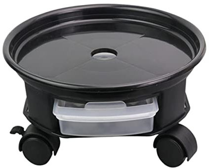 Toddmomy Vassoio Rotondo per Fioriere con Ruote e Cassetto Removibile Base per Piante con Freni per Casa Nero