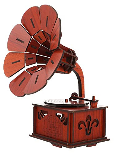 BESPORTBLE 3D Holz Grammophon Puzzle Spielzeug Kinder Selbstgemacht Lernspielzeug Hand Auge Koordination Retro Heimdekoration