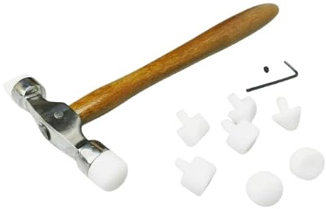 Dual-Head Nylon Hammer, Soft Touch Plastic Tips, Metal Forming Jewellery Tool with 9 Nylon Faces