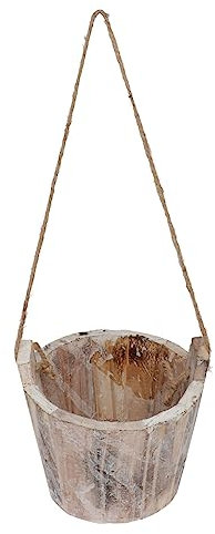 BEBEMOKO Maceta Colgante De Madera para Plantas Suculentas, Macetero De Madera Cuerda De Yute, Tamaño Pequeño, Decoración Interior para Jardín y Oficina, Soporte Natural y Multifuncional