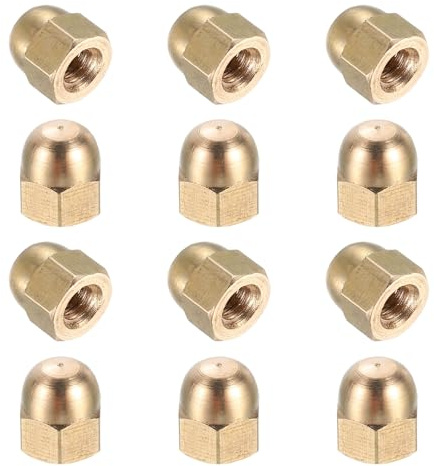 sourcing map Acorn Hex Cap Nuts, M4x0.7mm Brass Dome Head Hex Decorative Cap Nuts for Screws Bolts Industrial Mechanical Electrical Equipment Repair Hardware(Gold Tone, Pack of 12)