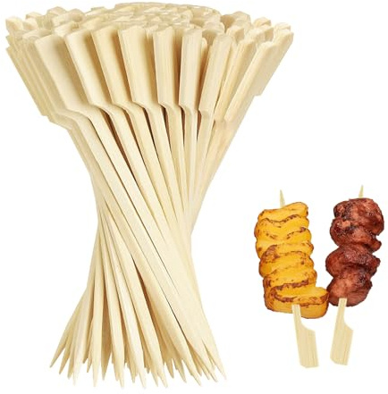 DONOONIS Pique Brochette Bois, 200 Pièces Pic Brochette Bois de 9 Cm, Pique Aperitif en Bambou pour Cocktails, Fruits, Grillades, Boissons, Barbecue, Fondue et Sandwichs