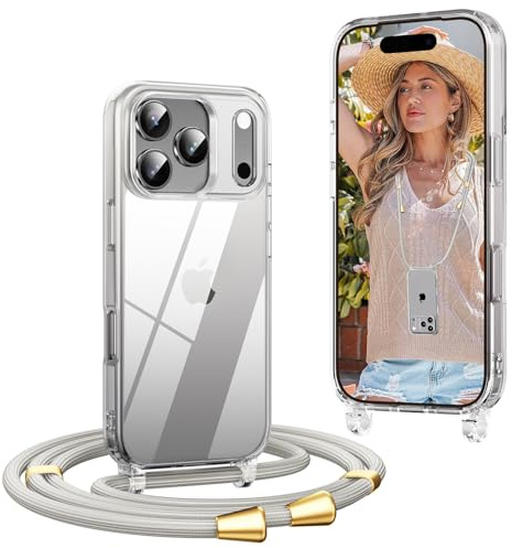 OLEPHY Handykette für iPhone 17 Pro Max Hülle mit Band, Beige