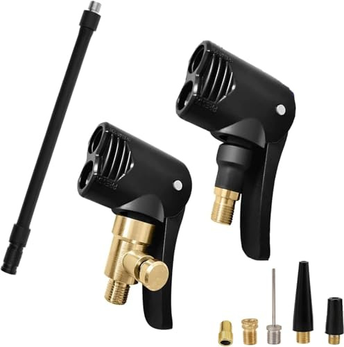 Oiieco 2 Pcs Tire Air Chucks, Thread Air Inflator Hose Adapter Set, Car Air Pump Thread Nozzle Adapter, Car Valve Lever Connector with 16cm Tire Inflator Hose & 5 Accessories