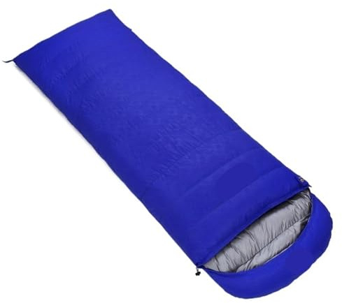 USOHJZ Sac de couchage en duvet d'oie blanc for adulte, enveloppe for une personne, Camping plein air, Portable pour Adultes(Dark blue 1000g)