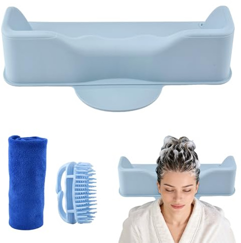 Portable Hair Washing Station Set, Shampoo Bowl for Sink, Shampoo Buddy for Teens, Elderly, Bedridden, Disabled, Injured(Color:Blue)