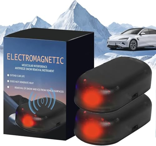 Antifreeze Electromagnetic Car Snow Removal Device, Auto Enteiser Kinetische Molekularheizung, Tragbarer Autoentfroster Frostschutz, Elektromagnetische Schneeräumung Auto Enteiser Elektrisch (2PC)