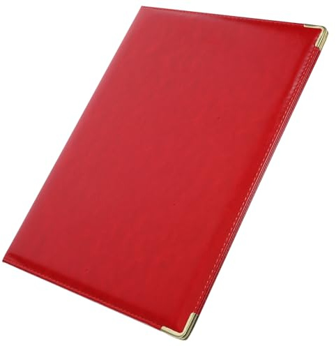 ABOOFAN Carpeta de Cartera de Negocios Grande Roja Multifunción Esquinas Metálicas para Oficina y Documentos Profesionales