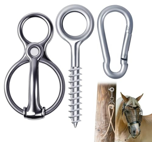 Anneau d'Attache pour Chevaux,Équipement d'Équitation et de Dressage | Rênes Magnétiques avec Anneau d'Attache,Pour Écuries Paddocks Carrières Ferme Extérieur Espace de Toilettage