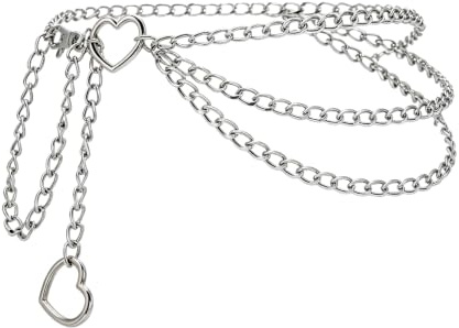 Milakoo Y2K Star & Moon kedjebälte för kvinnor midja metalllänk tjock kedja justerbar storlek magbälte, adjustable, Icke-ädel metall, Ingen ädelsten